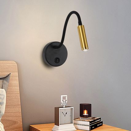 Brilagi - LED Ljusreglerad flexibel vägg lampa MAYA 1xG9/4W/230V svart/guld 2700-6500K Wi-Fi Tuya