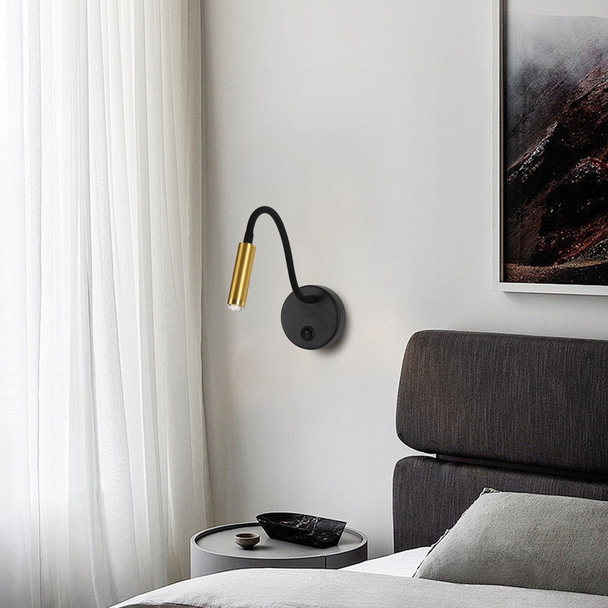 Brilagi - LED Ljusreglerad flexibel vägg lampa MAYA 1xG9/4W/230V svart/guld 2700-6500K Wi-Fi Tuya