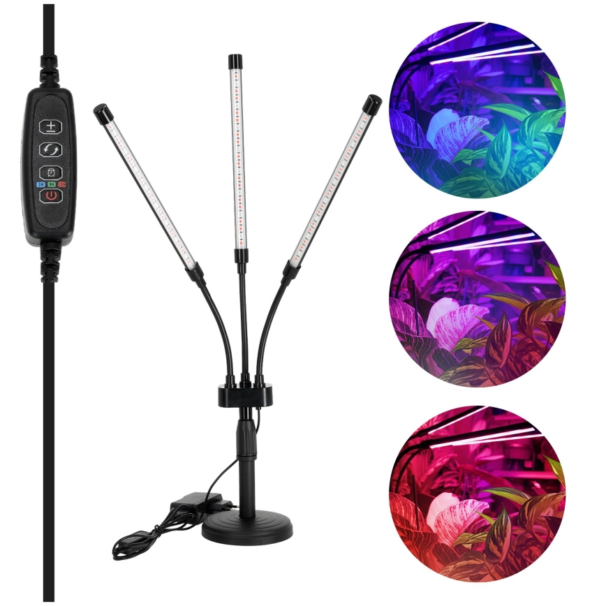 Brilagi - LED Ljusreglerad flexibel bordslampa för att odla växter VITABLOOM 3xLED/10W/230V svart