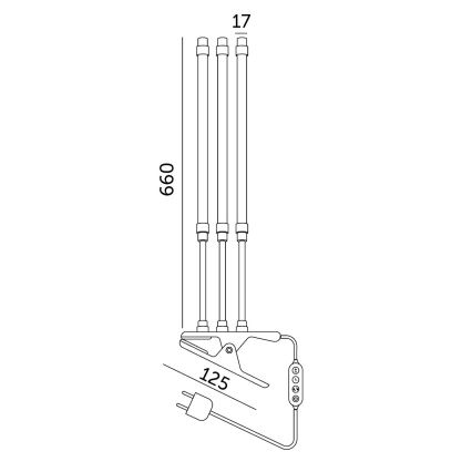 Brilagi - LED Ljusreglerad flexibel bordslampa med klämma för att odla växter VITABLOOM 3xLED/10W/230V svart