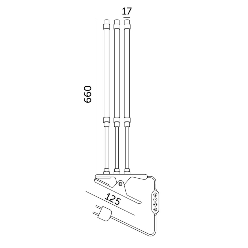 Brilagi - LED Ljusreglerad flexibel bordslampa med klämma för att odla växter VITABLOOM 3xLED/10W/230V svart