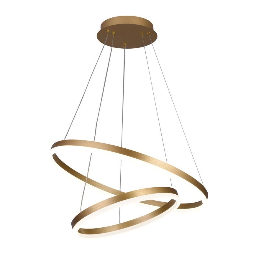 Brilagi - LED ljusreglerad ljuskrona på textilsladd CIRCLE LED/70W/230V 3000-6500K guld + fjärrkontroll