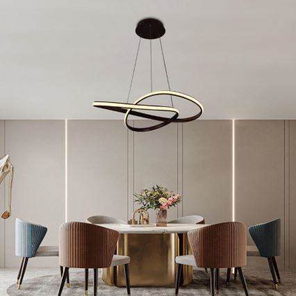 Brilagi - LED ljusreglerad ljuskrona på textilsladd COSMOWAVE LED/70W/230V 3000-6500K brun + fjärrkontroll