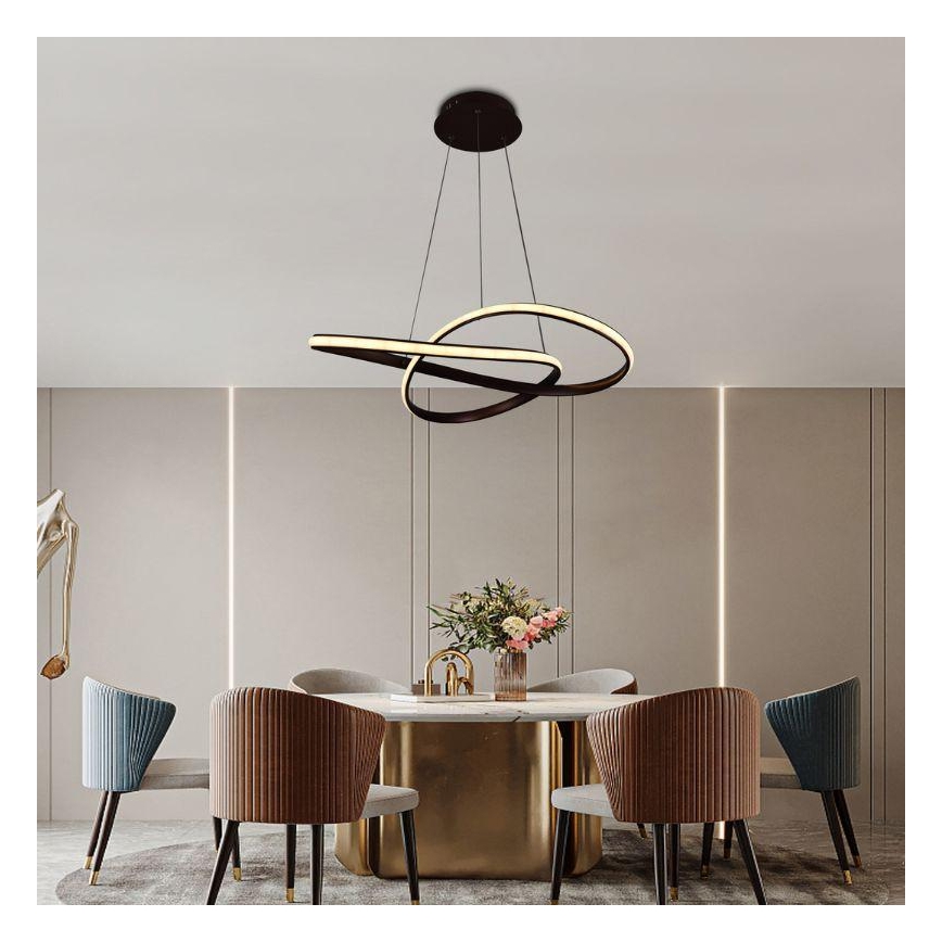 Brilagi - LED ljusreglerad ljuskrona på textilsladd COSMOWAVE LED/70W/230V 3000-6500K brun + fjärrkontroll