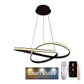 BRILAGI - LED ljusreglerad ljuskrona på textilsladd COSMOWAVE LED/70W/230V 3000-6500K brun + fjärrkontroll
