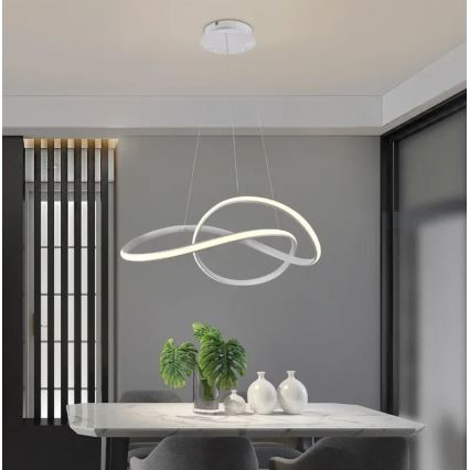 Brilagi - LED ljusreglerad ljuskrona på textilsladd COSMOWAVE LED/70W/230V 3000-6500K vit + fjärrkontroll