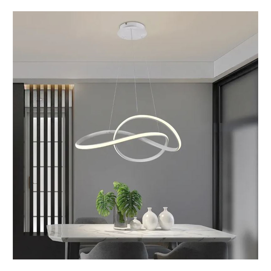 Brilagi - LED ljusreglerad ljuskrona på textilsladd COSMOWAVE LED/70W/230V 3000-6500K vit + fjärrkontroll