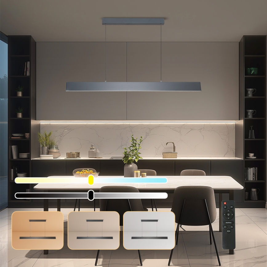 Brilagi - LED ljusreglerad ljuskrona på textilsladd SLIMLINE LED/40W/230V 3000-6000K antracit + fjärrkontroll