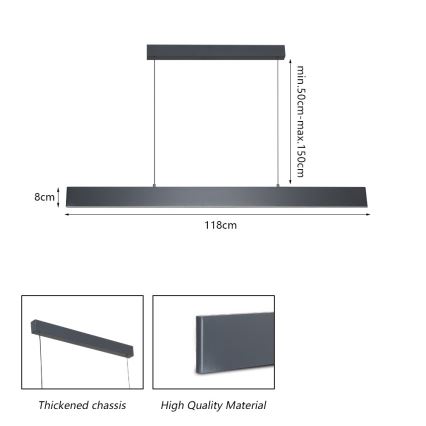 Brilagi - LED ljusreglerad ljuskrona på textilsladd SLIMLINE LED/40W/230V 3000-6000K antracit + fjärrkontroll