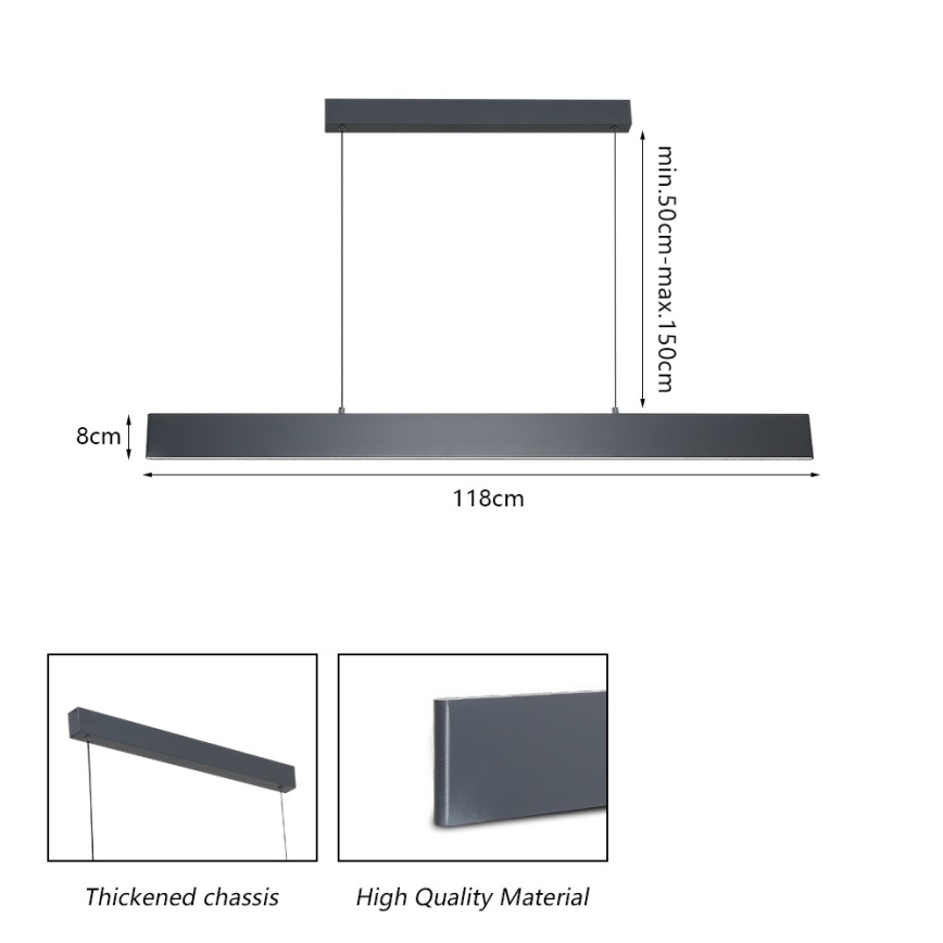 Brilagi - LED ljusreglerad ljuskrona på textilsladd SLIMLINE LED/40W/230V 3000-6000K antracit + fjärrkontroll