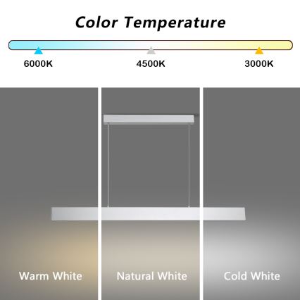 Brilagi - LED ljusreglerad ljuskrona på textilsladd SLIMLINE LED/40W/230V 3000-6000K silver + fjärrkontroll
