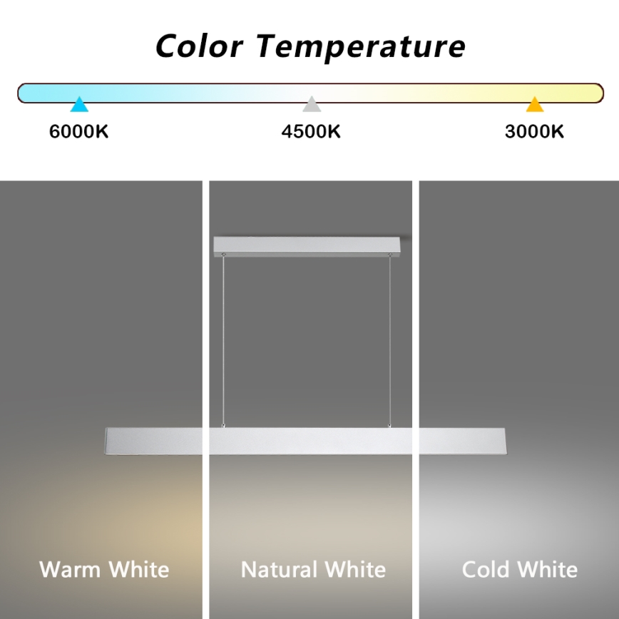 Brilagi - LED ljusreglerad ljuskrona på textilsladd SLIMLINE LED/40W/230V 3000-6000K silver + fjärrkontroll