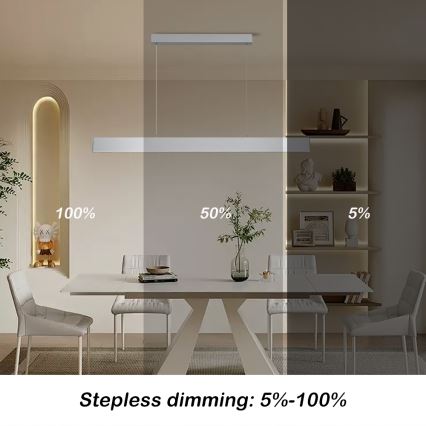 Brilagi - LED ljusreglerad ljuskrona på textilsladd SLIMLINE LED/40W/230V 3000-6000K silver + fjärrkontroll