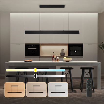 Brilagi - LED ljusreglerad ljuskrona på textilsladd SLIMLINE LED/40W/230V 3000-6000K svart + fjärrkontroll