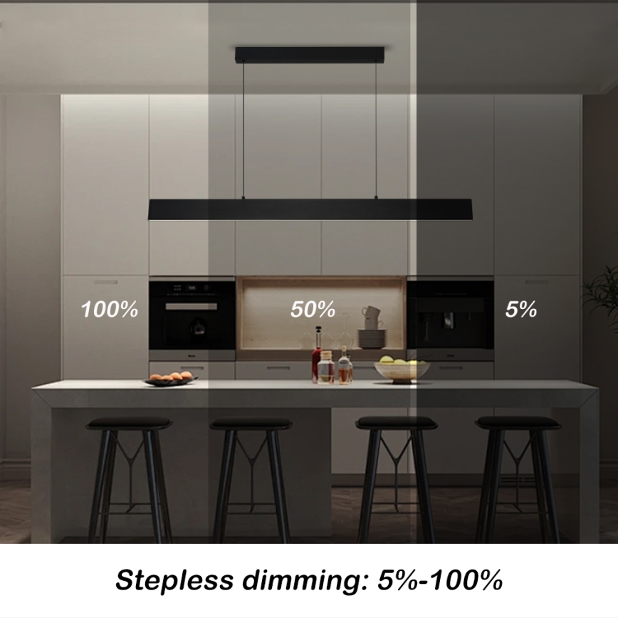 Brilagi - LED ljusreglerad ljuskrona på textilsladd SLIMLINE LED/40W/230V 3000-6000K svart + fjärrkontroll