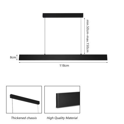 Brilagi - LED ljusreglerad ljuskrona på textilsladd SLIMLINE LED/40W/230V 3000-6000K svart + fjärrkontroll