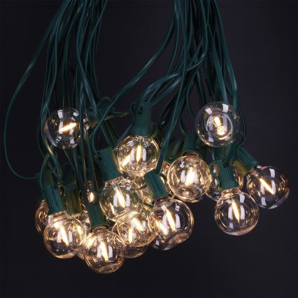 Brilagi - LED utomhusljusslinga GIRLANDA 25xE12/0,8W/230V 20 m grön IP44 varmvit