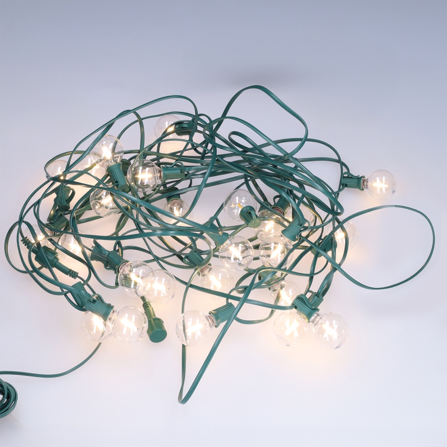 Brilagi - LED utomhusljusslinga GIRLANDA 25xE12/0,8W/230V 20 m grön IP44 varmvit
