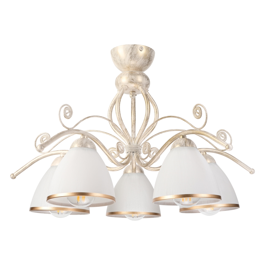 Brilagi - LED påbyggd taklampa ANTICO 5xE27/60W/230V 3000K vit patina