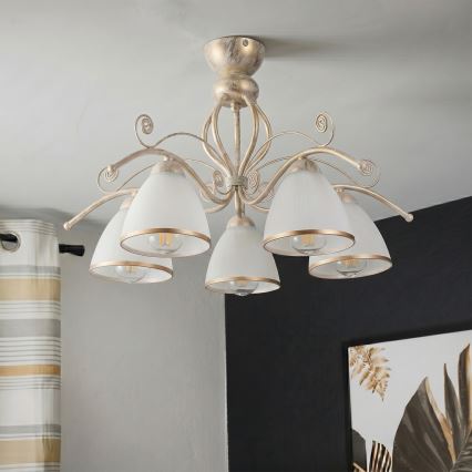 Brilagi - LED påbyggd taklampa ANTICO 5xE27/60W/230V 3000K vit patina