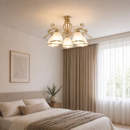 Brilagi - LED påbyggd taklampa ANTICO 5xE27/60W/230V 3000K vit patina