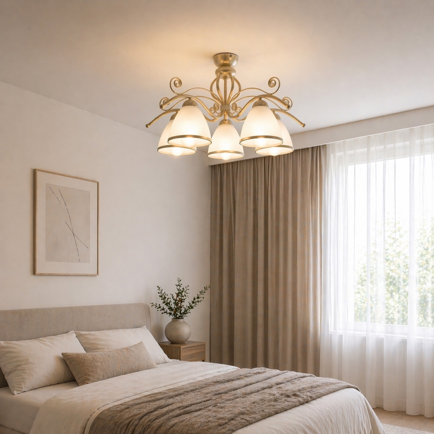 Brilagi - LED påbyggd taklampa ANTICO 5xE27/60W/230V 3000K vit patina
