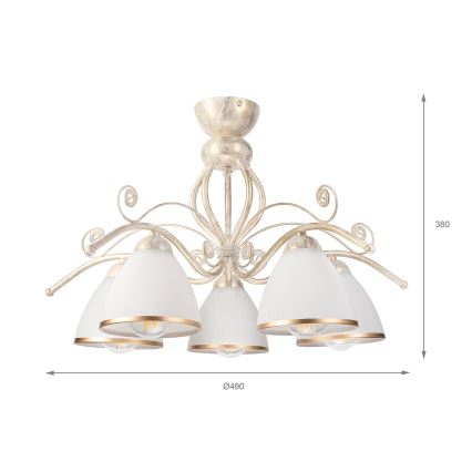 Brilagi - LED påbyggd taklampa ANTICO 5xE27/60W/230V 3000K vit patina