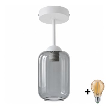 BRILAGI - LED påbyggd taklampa RETRO GLASS 1xE27/60W/230V Ø 14 cm vit/rökgrå
