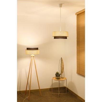 Brilagi - LED-pendel i boho-stil 1xE27/15W/230V Ø 40 cm krämvit/brun