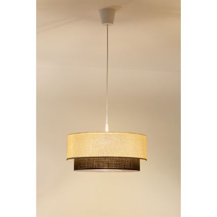 Brilagi - LED-pendel i boho-stil 1xE27/15W/230V Ø 40 cm krämvit/brun