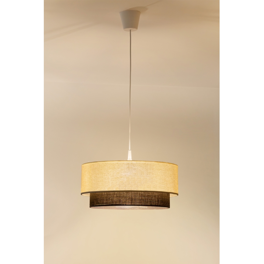 Brilagi - LED-pendel i boho-stil 1xE27/15W/230V Ø 40 cm krämvit/brun