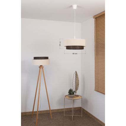 Brilagi - LED-pendel i boho-stil 1xE27/15W/230V Ø 40 cm krämvit/brun
