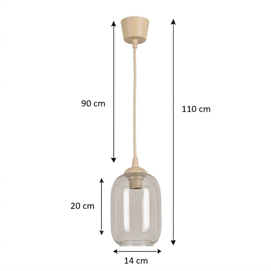 BRILAGI - LED-pendel på kabel RETRO GLASS 1xE27/60W/230V Ø 14 cm beige/rökgrå