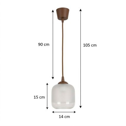 BRILAGI - LED-pendel med kabel RETRO GLASS 1xE27/60W/230V Ø 14 cm brun/vit