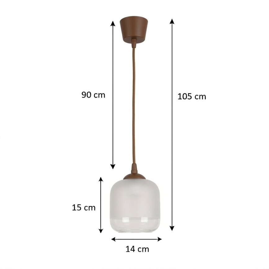 BRILAGI - LED-pendel med kabel RETRO GLASS 1xE27/60W/230V Ø 14 cm brun/vit