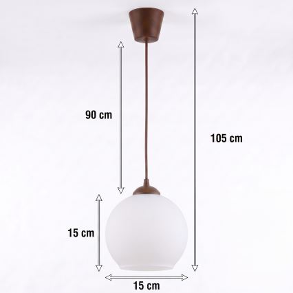 BRILAGI - LED-pendel med kabel RETRO GLASS 1xE27/60W/230V Ø 15 cm brun/vit