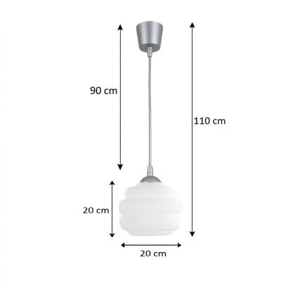 BRILAGI - LED-pendel med kabel RETRO GLASS 1xE27/60W/230V Ø 20 cm, silver/vit