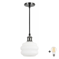 BRILAGI - LED-pendel med sladd RETRO GLASS 1xE27/60W/230V Ø 20 cm svart/vit