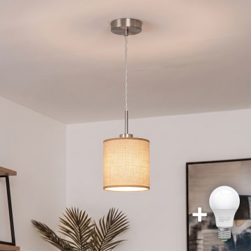 Brilagi - LED-pendel med vajer NUBILA 1xE27/60W/230V Ø 14 cm ljusbrun