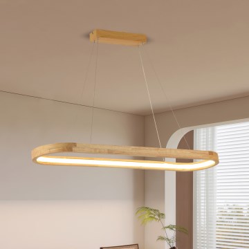 Brilagi - LED-pendel med vajer UMEA WOOD LED/40W/230V 90x22 cm trä