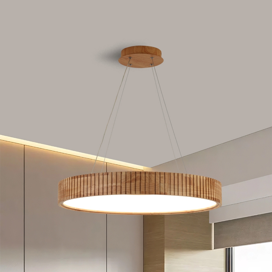 Brilagi - Takpendel med kabel FALCON WOOD MODERN LED/40W/230V 3000/4000/6000K Ø 60 cm, trä