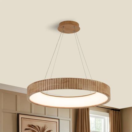 Brilagi - Takpendel med kabel FALCON WOOD MODERN LED/40W/230V 3000/4000/6000K Ø 60 cm, trä