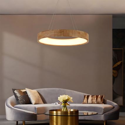 Brilagi - Takpendel med kabel FALCON WOOD MODERN LED/40W/230V 3000/4000/6000K Ø 60 cm, trä