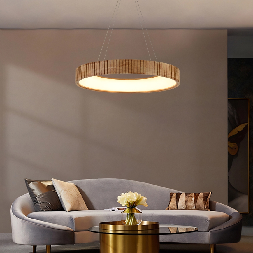 Brilagi - Takpendel med kabel FALCON WOOD MODERN LED/40W/230V 3000/4000/6000K Ø 60 cm, trä