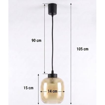 BRILAGI - LED-pendel på sladd RETRO GLASS 1xE27/60W/230V Ø 14 cm svart/rökbrun