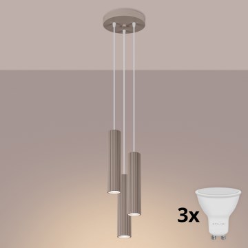 Brilagi - LED-pendel på kabel CRESTO 3xGU10/10W/230V taupe