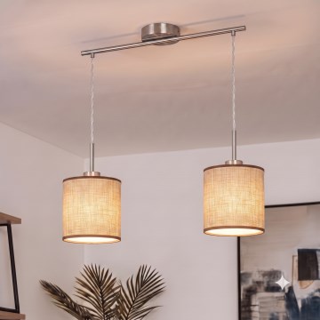 Brilagi - LED-pendel på kabel NUBILA 2xE27/60W/230V brun