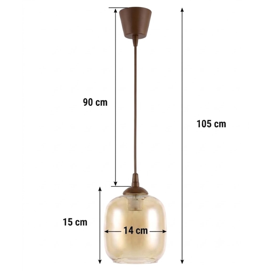 BRILAGI - LED pendellampa med sladd RETRO GLASS 1xE27/60W/230V Ø 14 cm brun/rökbrun
