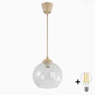 BRILAGI - LED-pendel på kabel RETRO GLAS 1xE27/60W/230V Ø 25 cm beige/klar
