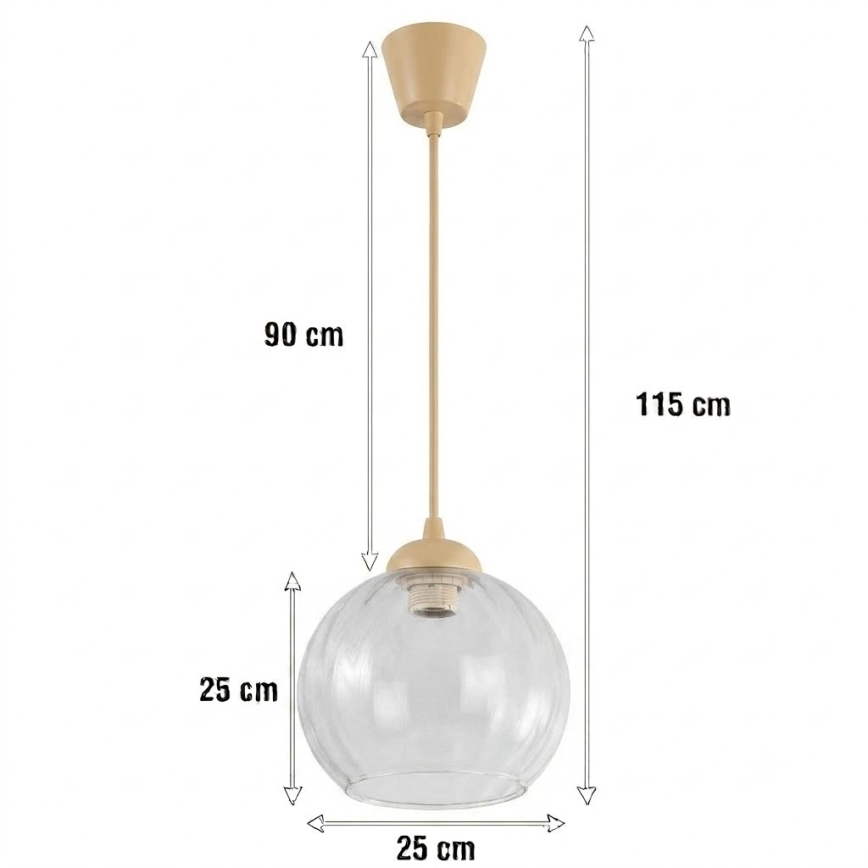 BRILAGI - LED-pendel på kabel RETRO GLAS 1xE27/60W/230V Ø 25 cm beige/klar